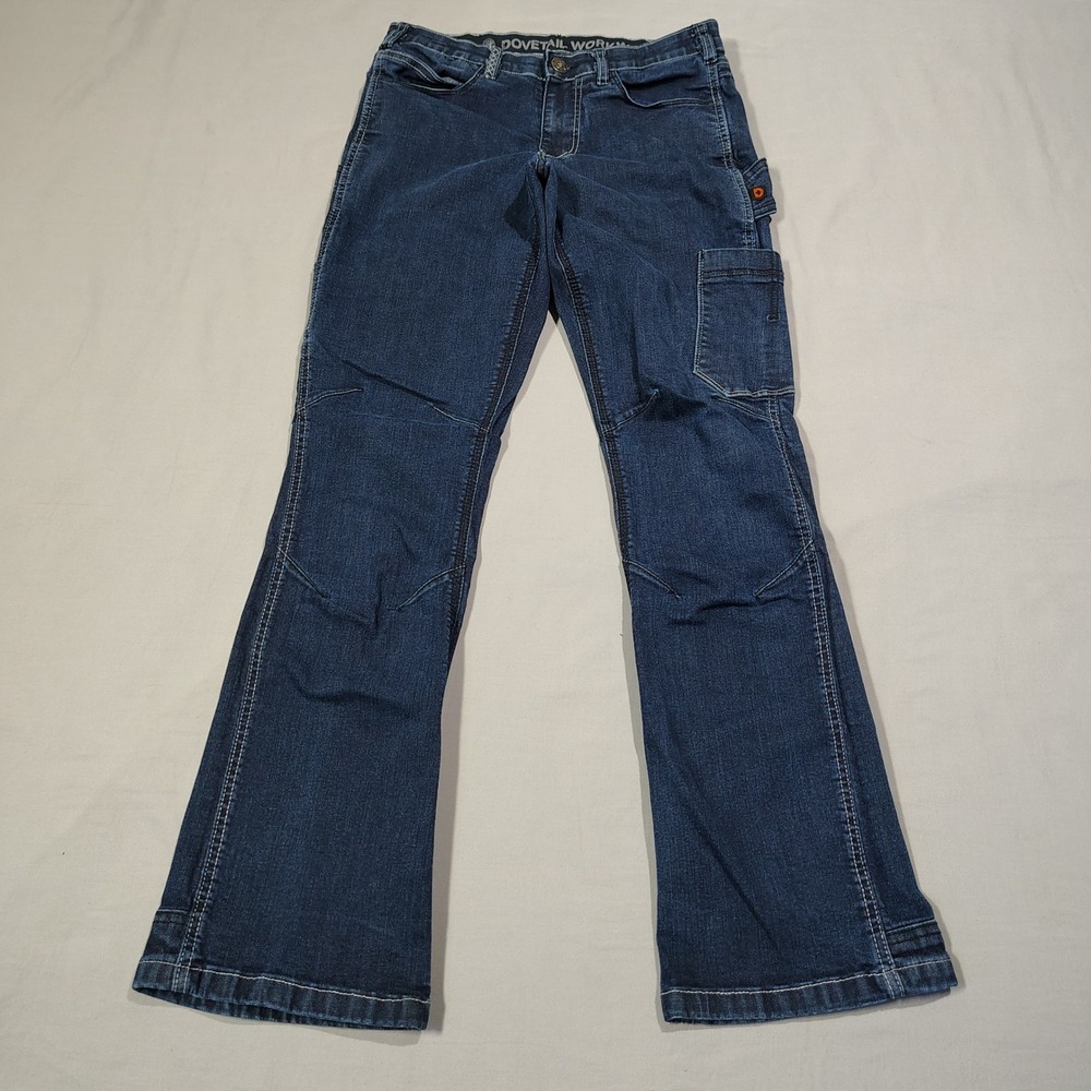 Dovetail Workwear Jeans Women 8x32 Blue DX Bootcut Denim Cordura Utility Cargo